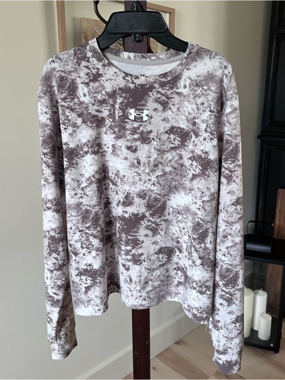 Under Armour Tie-Dye Long Sleeve Shirt - Taupe & White Logo